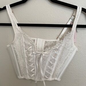 Elegant White Lace Corset Bustier Lingerie Top